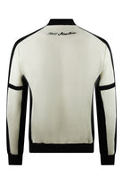 Fila Isaac baseball jacket, cream back with black side stripes, script and ribbed cuffs
