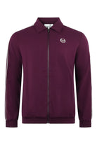 Purple zip-up track jacket with stand collar and Sergio Tacchini logo on chest