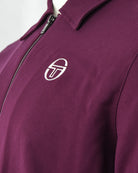 Purple track jacket chest logo with full zipper and stand collar