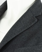 Charcoal grey overcoat collar and lapel edge close-up