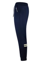 Navy blue track pants, side logo detail and drawcord on elastic waist