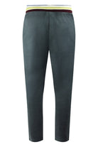 Velour track pants with contrast elastic waistband and drawstring, straight tapered fit