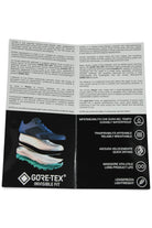 GORE-TEX runner product card with text, shoe graphic, and waterproof breathability icons