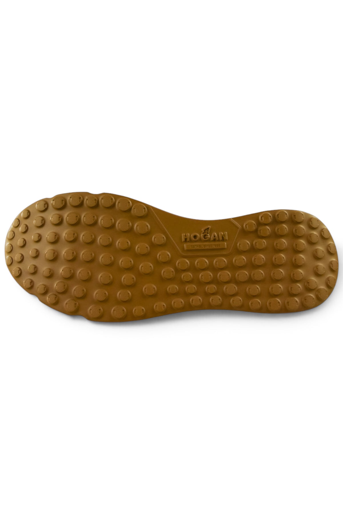Khaki rubber outsole with circular traction nubs