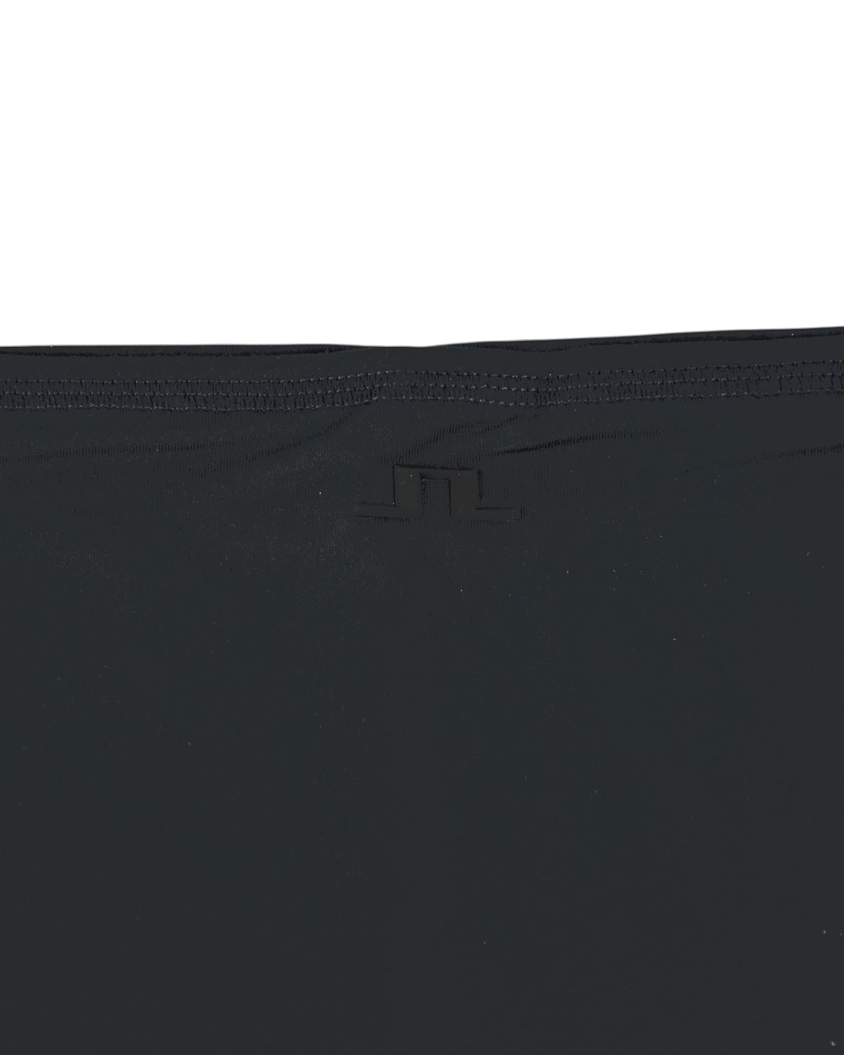 J.Lindeberg Rise neck gaiter, dark fabric with small logo tab at center.