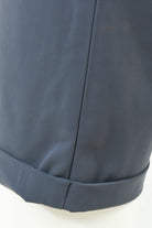 Steel grey tech stretch pants with front panel seam and cuffed hem