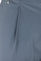 Steel grey technical pants with GA logo near pocket and vertical seam