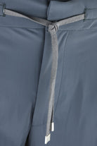 Steel grey drawstring waistband with rope cord and adjustable tie hardware