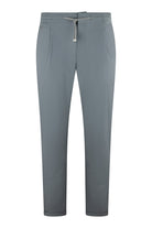Men's seafoam grey technical stretch drawstring pants, straight leg and cuffed hem
