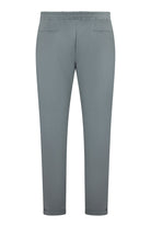 Men's seafoam grey technical stretch pants, back view with side pockets