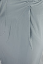 Seafoam grey technical stretch pants with front seam and pleat detail