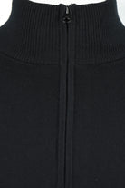 Black merino wool half-zip jumper with ribbed collar and metal zip