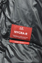 NYCRA-R fabric label on black down jacket lining, C.P. COMPANY