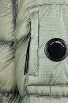 C.P. Company logo patch on hooded puffer jacket with side-zip detail