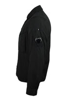 Black Chrome-R zipped overshirt, side view with flap pocket and sleeve cuff
