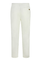 White velour track pants with small F logo on right thigh
