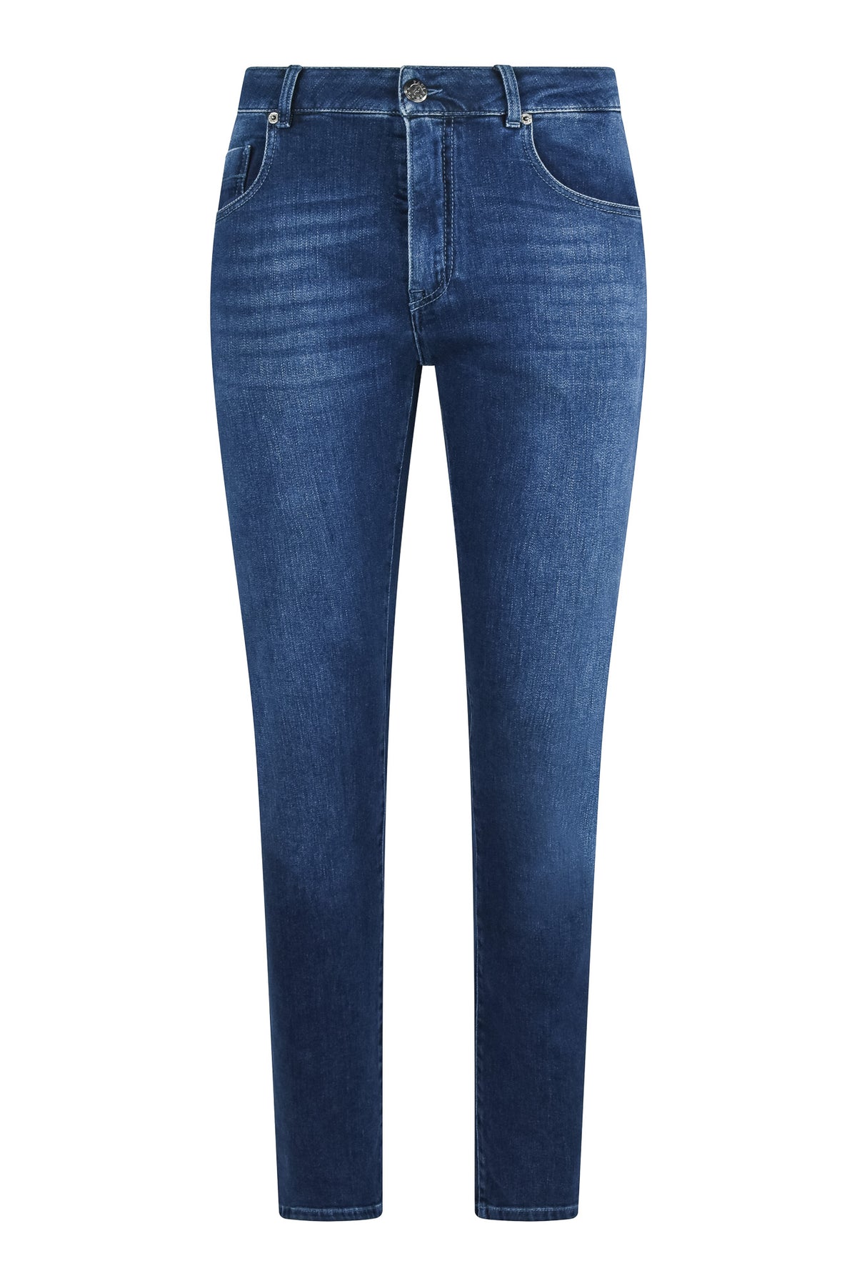 Paul & Shark mid-blue stretch denim jeans with a slim leg and classic five-pocket styling