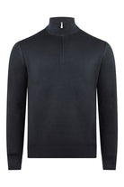 Zattura charcoal quarter-zip jumper with a stand collar and long sleeves, front view
