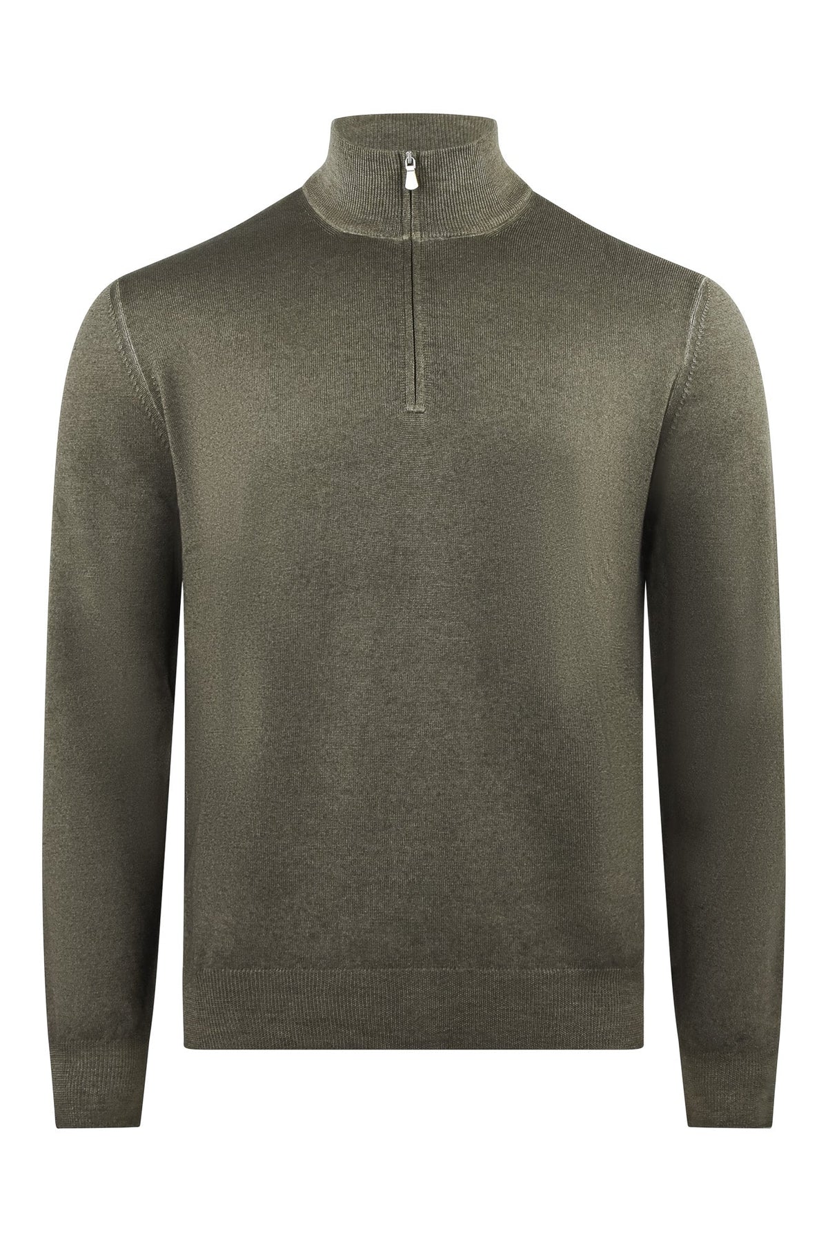 Zattura light brown quarter-zip jumper with a stand collar and long sleeves
