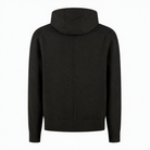 Dark full-zip hoodie with hood, ribbed hem and cuffs