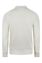 Fila track jacket back with white fabric, ribbed hem, and ribbed cuffs.