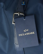 Blue leather holdall tag with Paul & Shark logo and star graphic