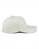 Stone grey linen baseball cap with adjustable back strap and curved side profile