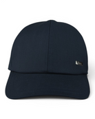 Herno storm system cap in dark blue with front seam panel and logo patch