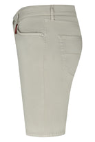 Cloud grey stretch shorts with back pockets and waistband button