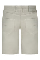 Cloud grey stretch shorts with two front pockets and logo label at waistband
