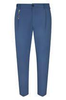 Cadet blue drawstring chinos with side adjuster and buttoned waistband