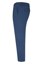 Cadet blue drawstring chinos, rear view with belt loops and back pocket