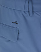 Cadet blue technical chinos with embroidered logo at side pocket