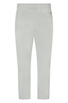 Off-grey nylon jersey pants with elastic waistband and back welt pocket