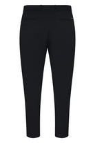 Herno black stretch nylon pants, front view with flat waistband