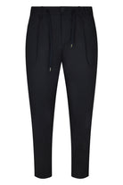 Herno light cotton stretch pants, dark navy, front with button closure and zip fly