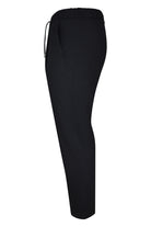 Herno light cotton stretch pants, dark navy, side view with drawstring waistband