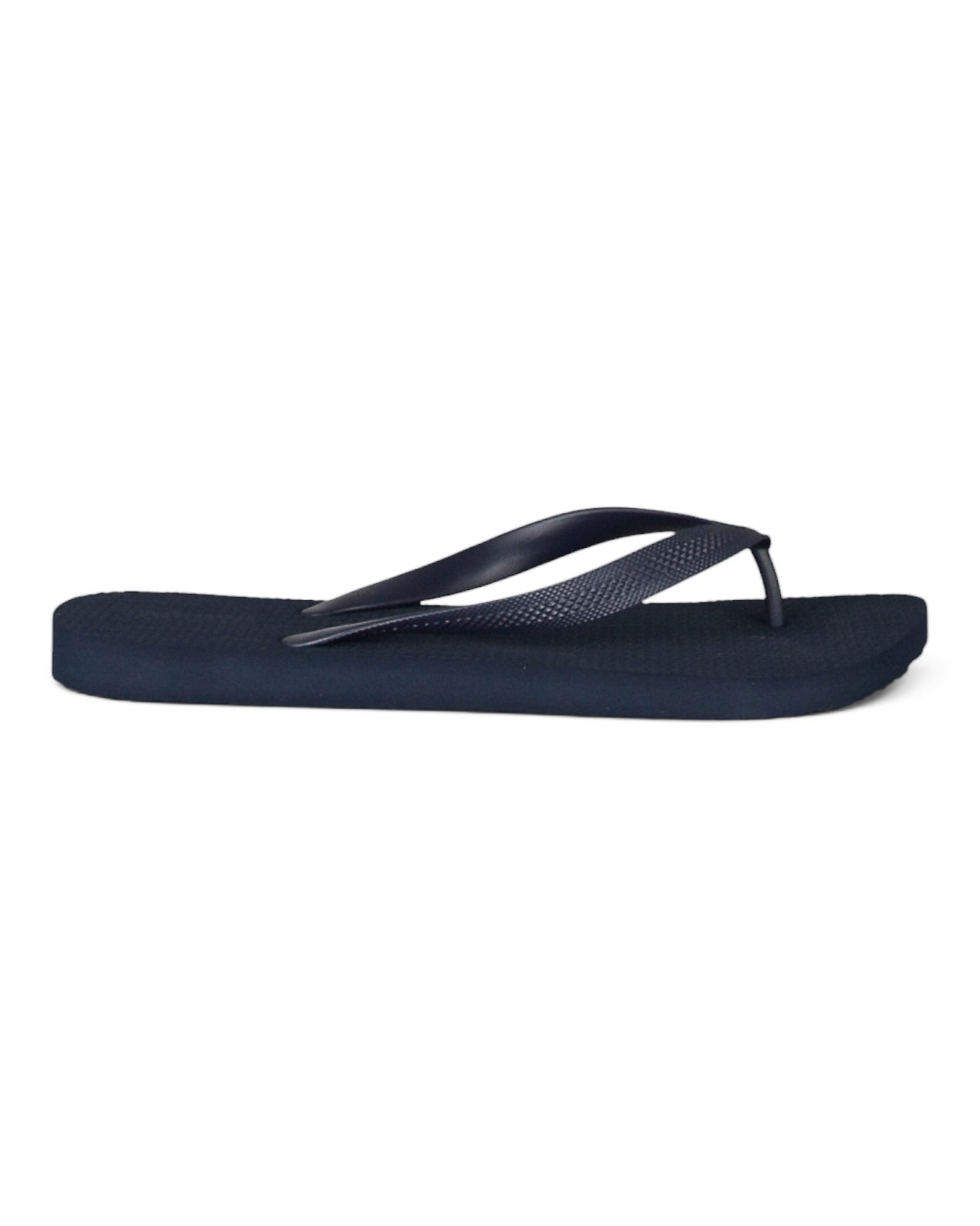 Dark blue flip-flop sandal with textured thong strap