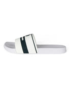 Sergio Tacchini white pool sliders with dark stripe accent on wide cross strap