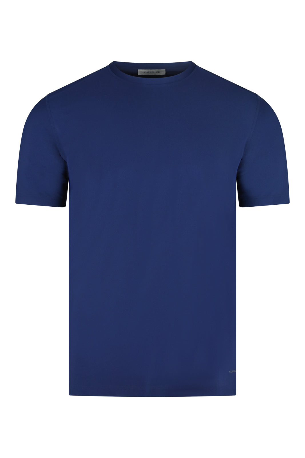 Corneliani travel tech short sleeve stretch T-shirt, blue, crew neck