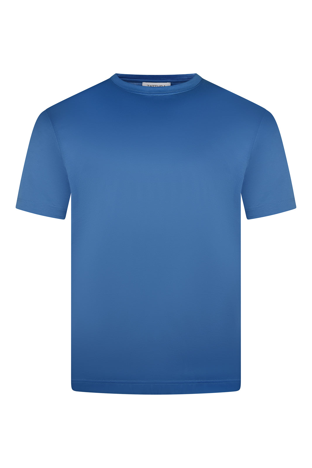 Deep blue short-sleeve crew neck t-shirt, front view