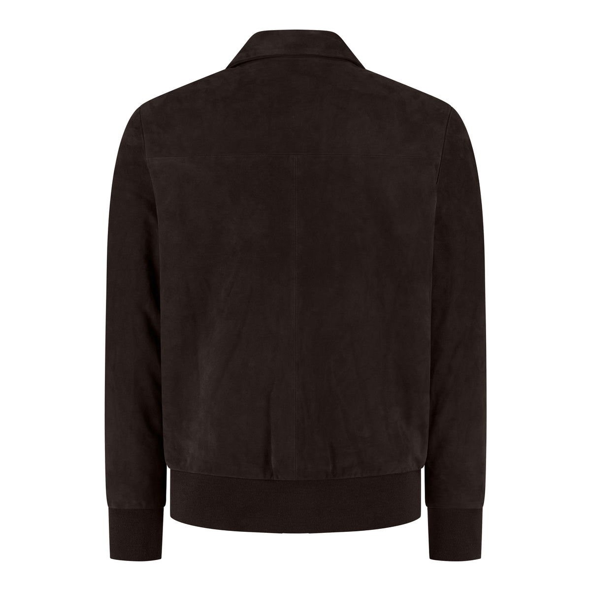 Soft suede city jacket in deep brown, full back view