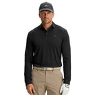 J.Lindeberg Florian long-sleeve polo, black knit with buttoned collar and small logo