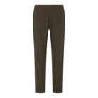 Dark olive knitted lounge pants with straight leg and elastic waistband