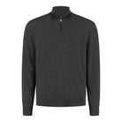 Men's merino half-zip pullover, dark anthracite melange, mock neck