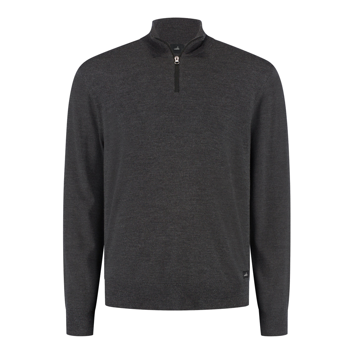 Men's merino half-zip pullover, dark anthracite melange, mock neck