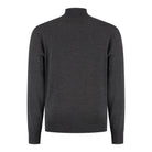 Men's merino half-zip pullover, dark anthracite melange, back view