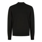 WAHTS black extrafine merino polo shirt, back view, long sleeves, ribbed collar
