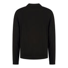Black merino cardigan, back view with long sleeves