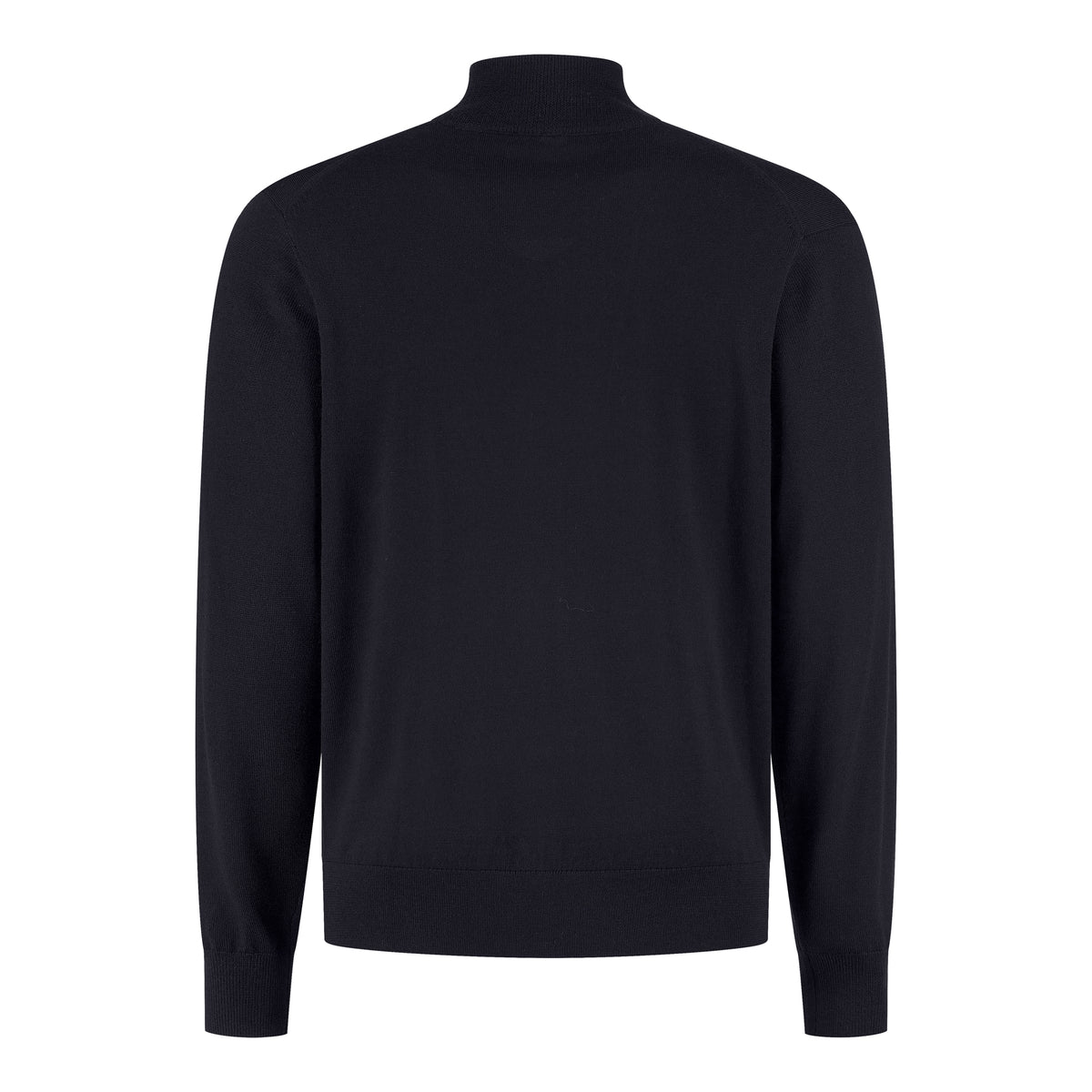 Extrafine merino mockneck pullover, dark navy, long sleeves, back view